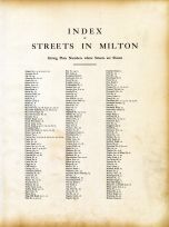 Street Index, Milton 1905